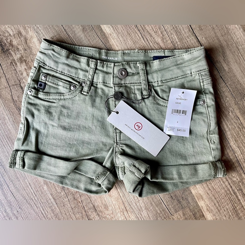AG girls shorts, size 4, NWT, green denim